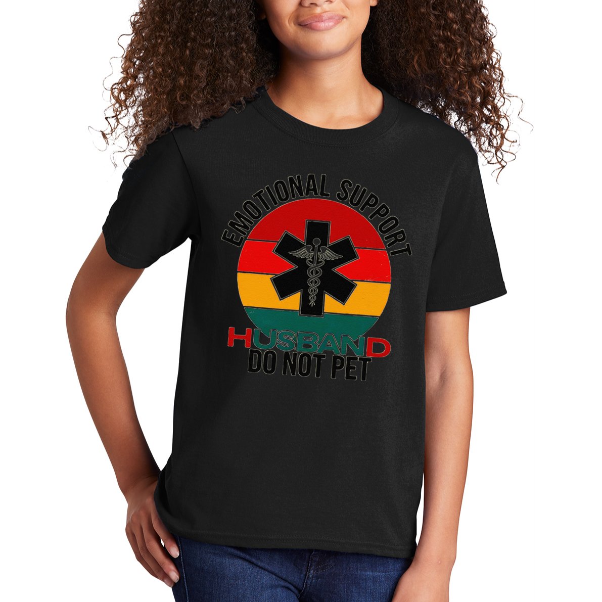 Emotional Support Husband Do Not Pet Funny women Kids T-Shirt