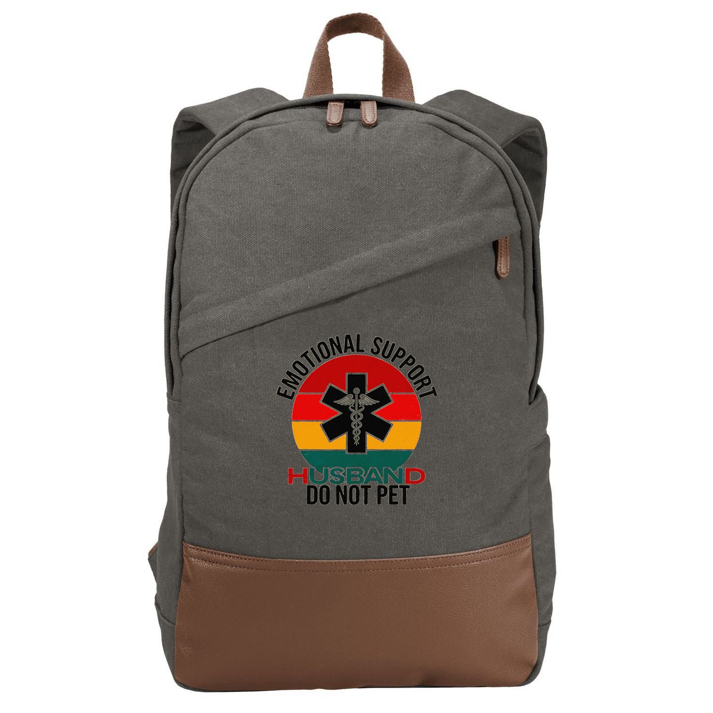 Emotional Support Husband Do Not Pet Funny women Cotton Canvas Backpack