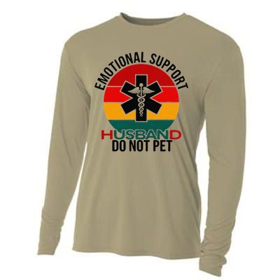 Emotional Support Husband Do Not Pet Funny women Cooling Performance Long Sleeve Crew