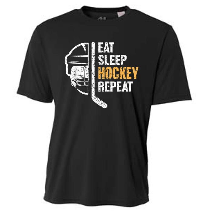 Eat Sleep Hockey Repeat Hockey Funny Ice Hockey Cooling Performance Crew T-Shirt