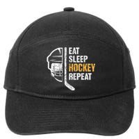 Eat Sleep Hockey Repeat Hockey Funny Ice Hockey 7-Panel Snapback Hat