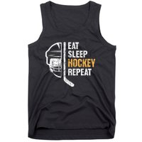 Eat Sleep Hockey Repeat Hockey Funny Ice Hockey Tank Top