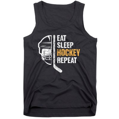 Eat Sleep Hockey Repeat Hockey Funny Ice Hockey Tank Top