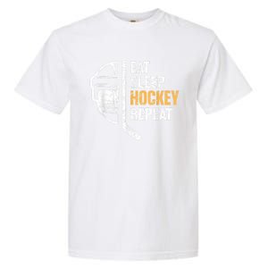 Eat Sleep Hockey Repeat Hockey Funny Ice Hockey Garment-Dyed Heavyweight T-Shirt