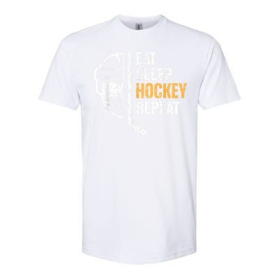 Eat Sleep Hockey Repeat Hockey Funny Ice Hockey Softstyle CVC T-Shirt