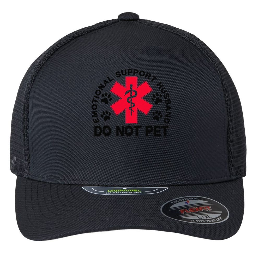 Emotional Support Husband Do Not Pet Flexfit Unipanel Trucker Cap