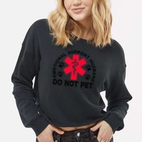 Emotional Support Husband Do Not Pet Cropped Pullover Crew