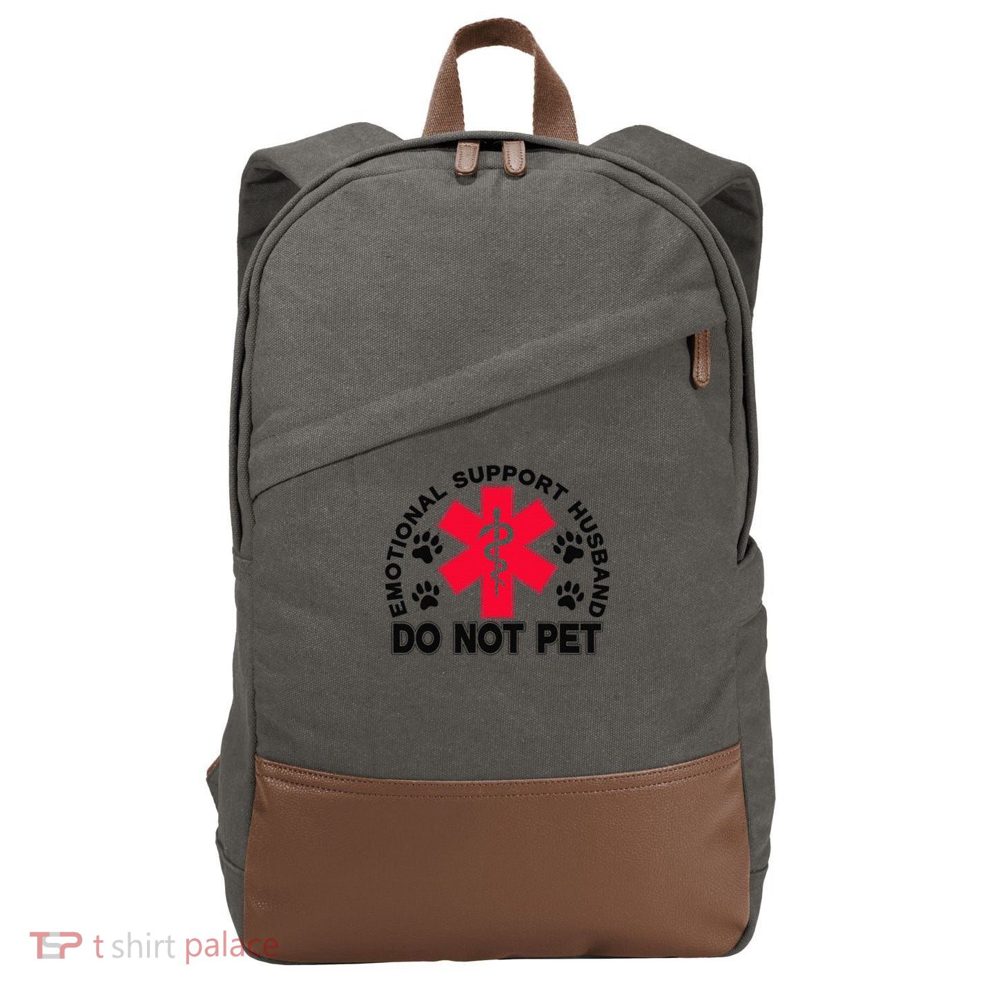 Emotional Support Husband Do Not Pet Cotton Canvas Backpack
