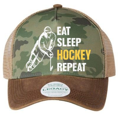 Eat Sleep Hockey Repeat Ice Hockey Legacy Tie Dye Trucker Hat