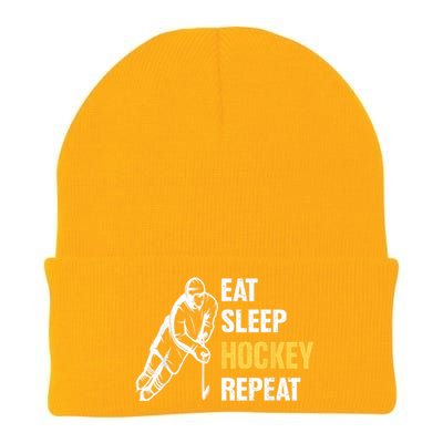 Eat Sleep Hockey Repeat Ice Hockey Knit Cap Winter Beanie