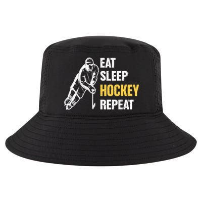 Eat Sleep Hockey Repeat Ice Hockey Cool Comfort Performance Bucket Hat