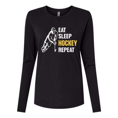 Eat Sleep Hockey Repeat Ice Hockey Womens Cotton Relaxed Long Sleeve T-Shirt