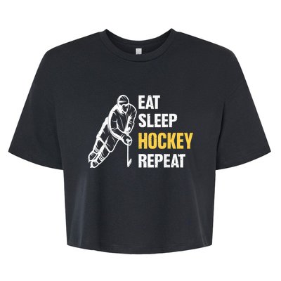 Eat Sleep Hockey Repeat Ice Hockey Bella+Canvas Jersey Crop Tee