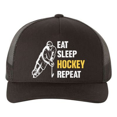 Eat Sleep Hockey Repeat Ice Hockey Yupoong Adult 5-Panel Trucker Hat