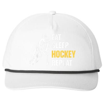 Eat Sleep Hockey Repeat Ice Hockey Snapback Five-Panel Rope Hat