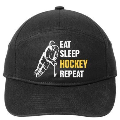 Eat Sleep Hockey Repeat Ice Hockey 7-Panel Snapback Hat