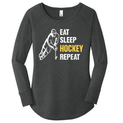 Eat Sleep Hockey Repeat Ice Hockey Women's Perfect Tri Tunic Long Sleeve Shirt