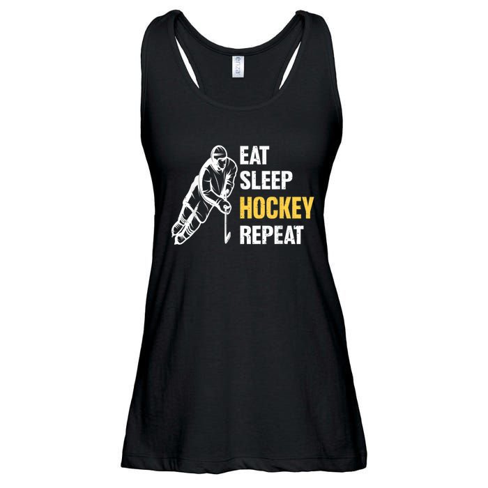 Eat Sleep Hockey Repeat Ice Hockey Ladies Essential Flowy Tank