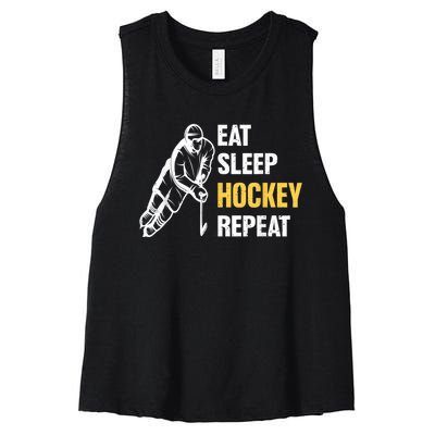 Eat Sleep Hockey Repeat Ice Hockey Women's Racerback Cropped Tank