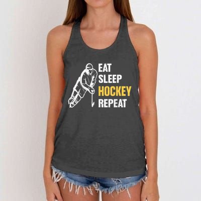 Eat Sleep Hockey Repeat Ice Hockey Women's Knotted Racerback Tank