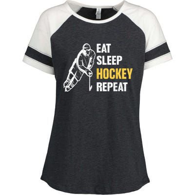 Eat Sleep Hockey Repeat Ice Hockey Enza Ladies Jersey Colorblock Tee