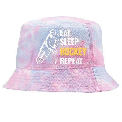 Eat Sleep Hockey Repeat Ice Hockey Tie-Dyed Bucket Hat