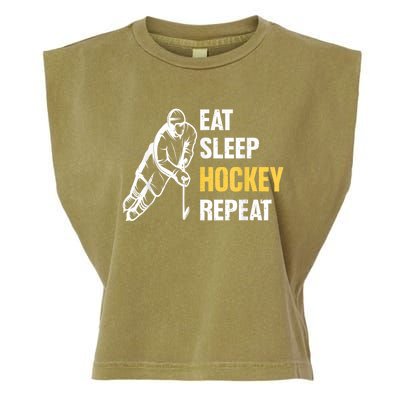 Eat Sleep Hockey Repeat Ice Hockey Garment-Dyed Women's Muscle Tee