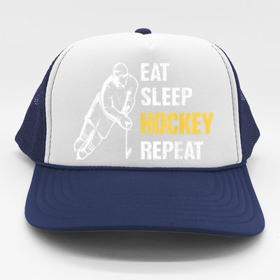 Eat Sleep Hockey Repeat Ice Hockey Trucker Hat