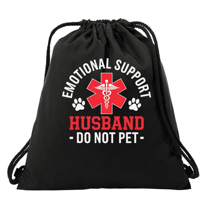 Emotional Support Husband Do Not Pet Drawstring Bag