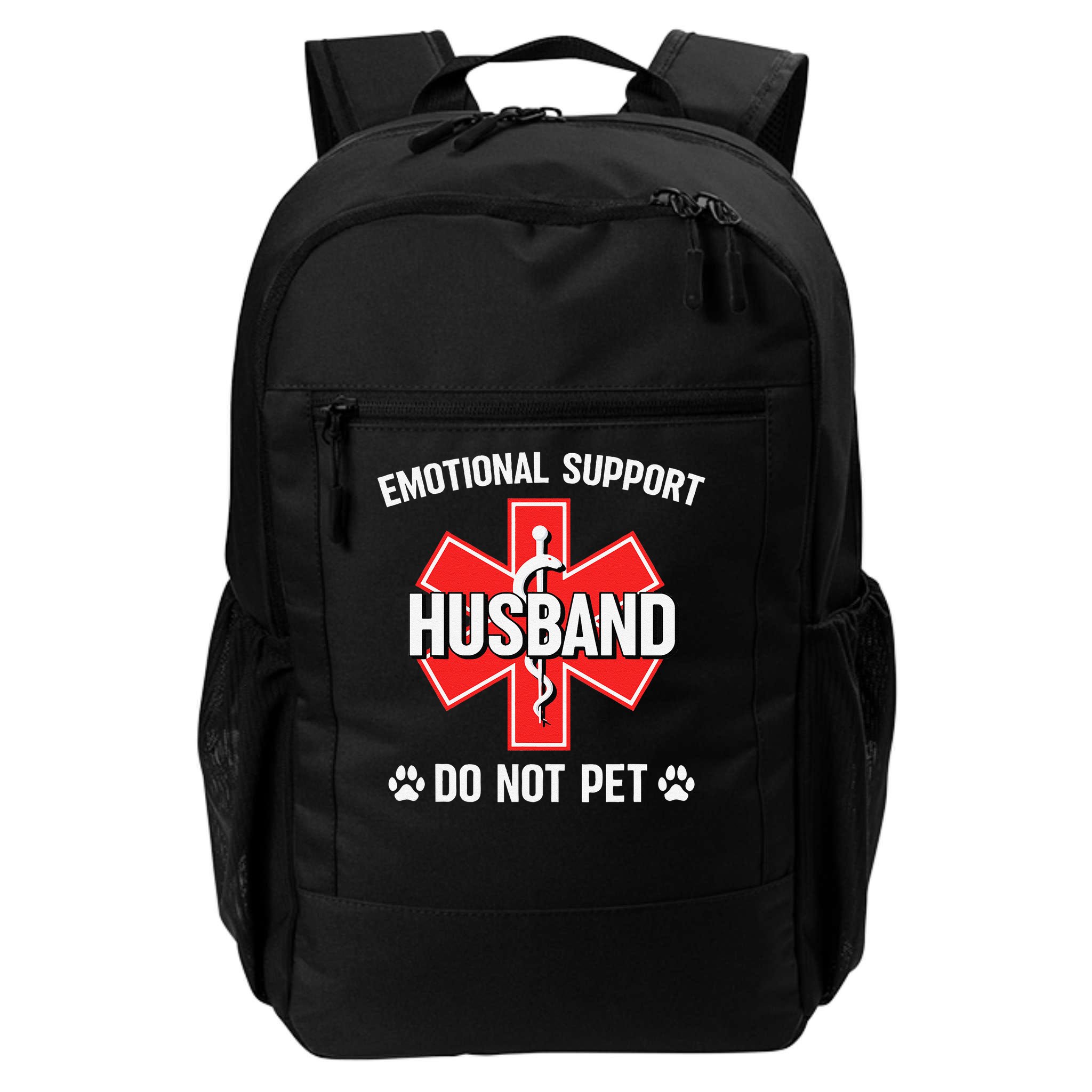 Emotional Support Husband Do Not Pet Couple Humor Dog Lover Backpack
