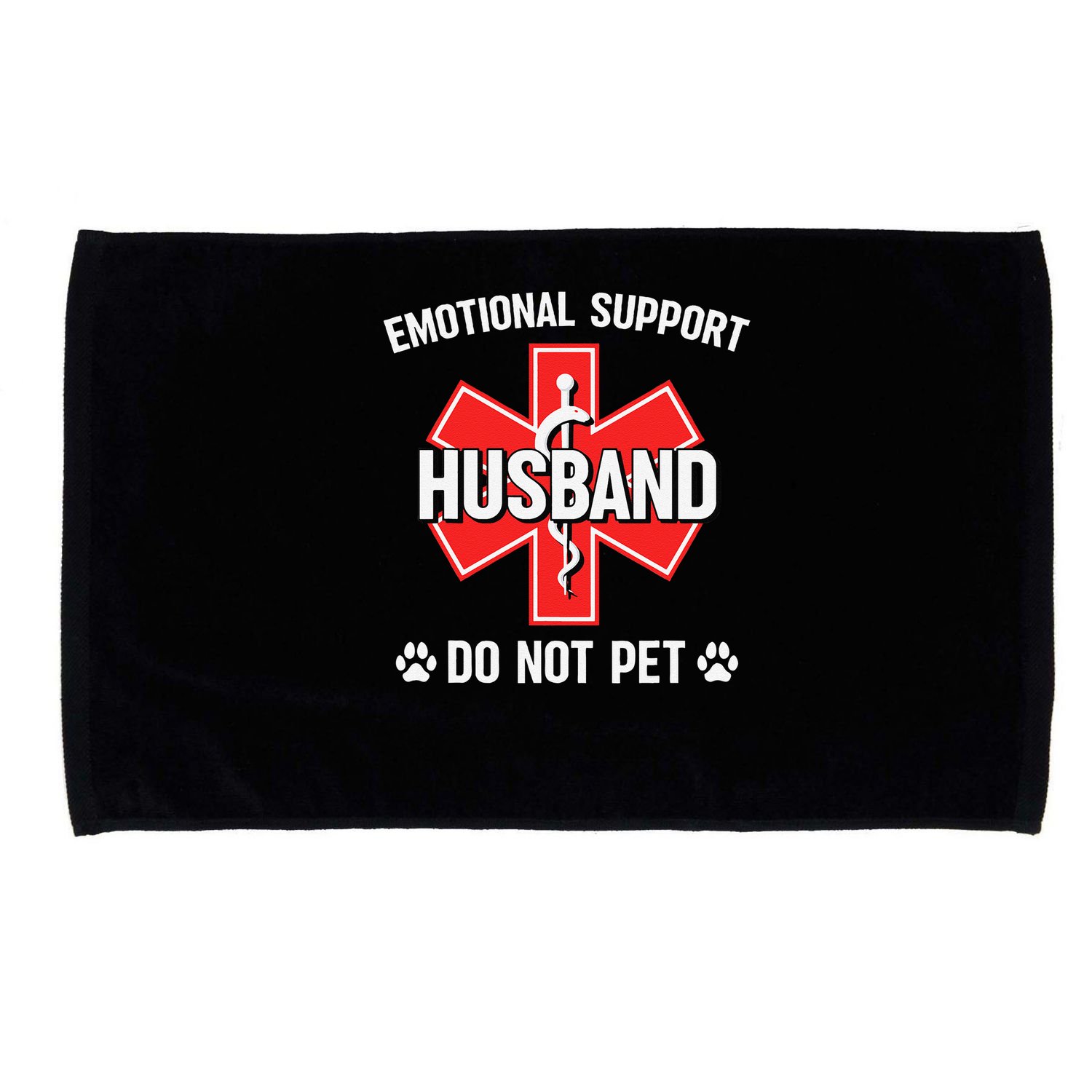 Emotional Support Husband Do Not Pet Couple Humor Dog Lover Microfiber Hand Towel