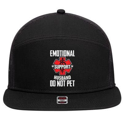 Emotional Support Husband Do Not Pet 7 Panel Mesh Trucker Snapback Hat