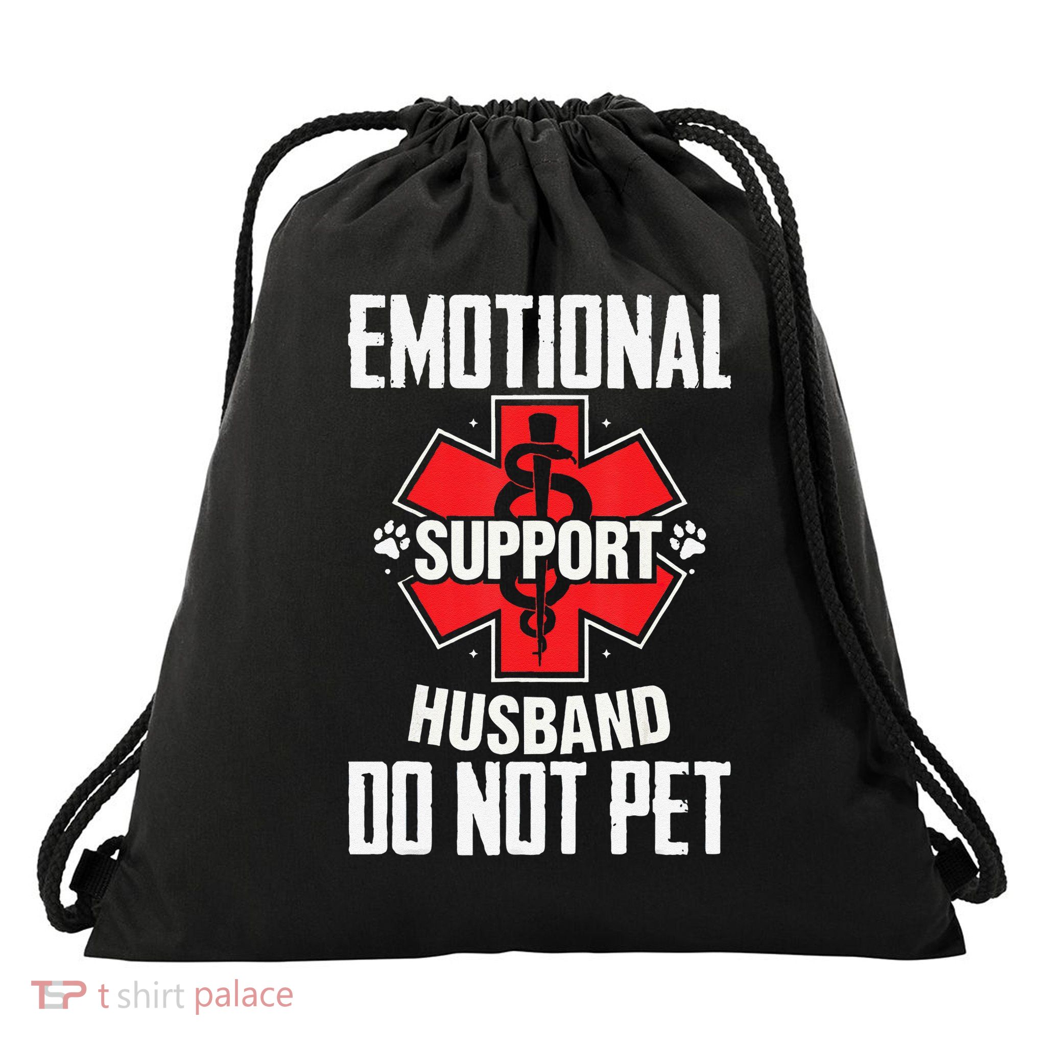 Emotional Support Husband Do Not Pet Drawstring Bag