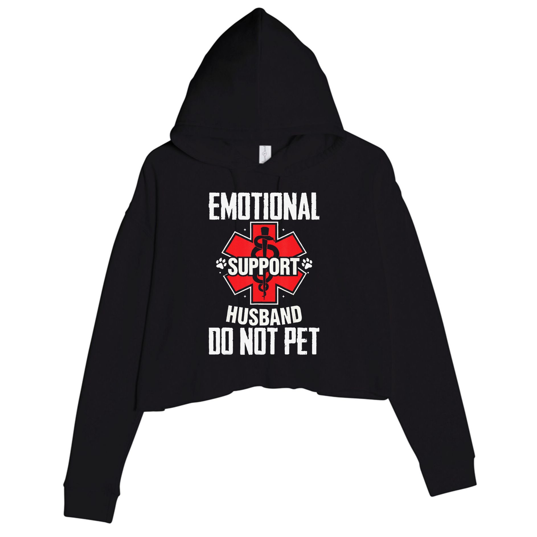 Emotional Support Husband Do Not Pet Crop Fleece Hoodie
