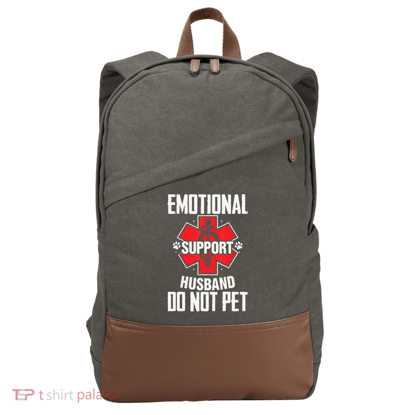 Emotional Support Husband Do Not Pet Cotton Canvas Backpack