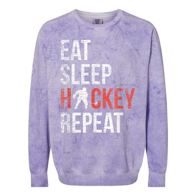 Eat Sleep Hockey Repeat Ice Hockey Colorblast Crewneck Sweatshirt