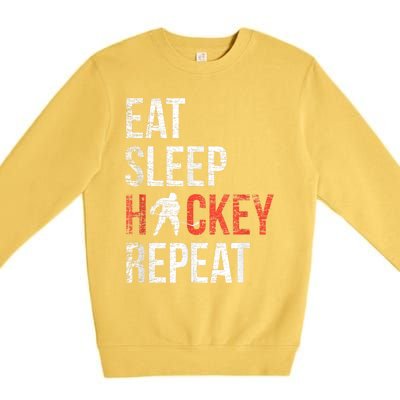 Eat Sleep Hockey Repeat Ice Hockey Premium Crewneck Sweatshirt