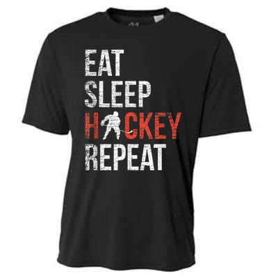 Eat Sleep Hockey Repeat Ice Hockey Cooling Performance Crew T-Shirt