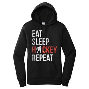 Eat Sleep Hockey Repeat Ice Hockey Women's Pullover Hoodie