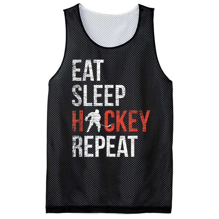 Eat Sleep Hockey Repeat Ice Hockey Mesh Reversible Basketball Jersey Tank