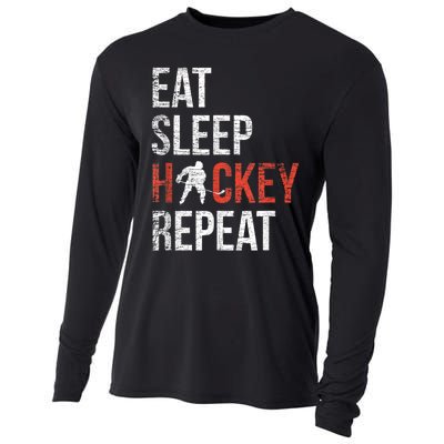 Eat Sleep Hockey Repeat Ice Hockey Cooling Performance Long Sleeve Crew