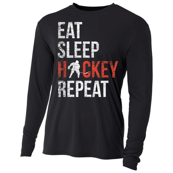 Eat Sleep Hockey Repeat Ice Hockey Cooling Performance Long Sleeve Crew