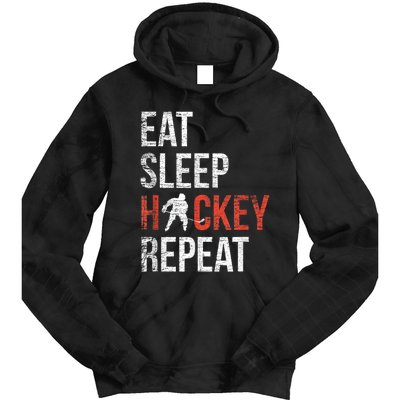 Eat Sleep Hockey Repeat Ice Hockey Tie Dye Hoodie