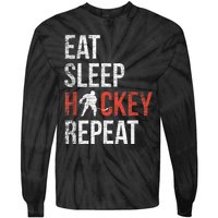 Eat Sleep Hockey Repeat Ice Hockey Tie-Dye Long Sleeve Shirt