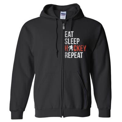 Eat Sleep Hockey Repeat Ice Hockey Full Zip Hoodie