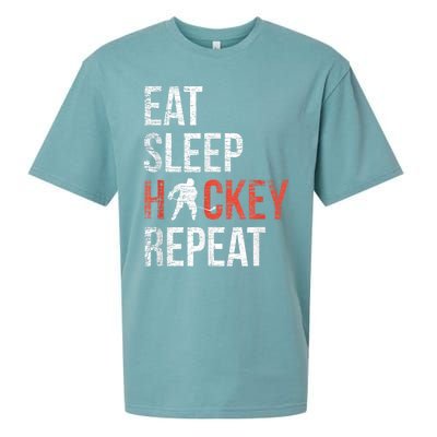 Eat Sleep Hockey Repeat Ice Hockey Sueded Cloud Jersey T-Shirt