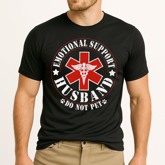 Emotional Support Husband Do Not Pet Funny Husband Cooling Performance Crew T-Shirt