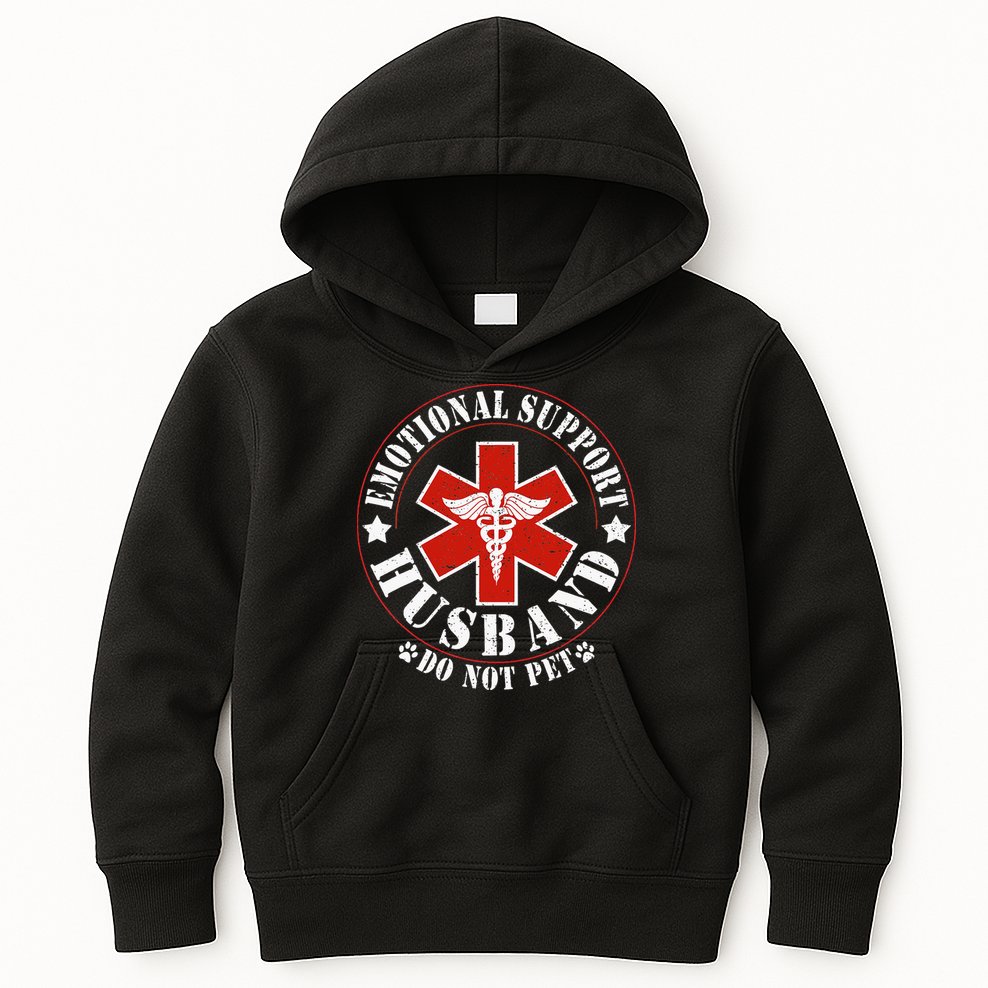 Emotional Support Husband Do Not Pet Funny Husband Kids Hoodie