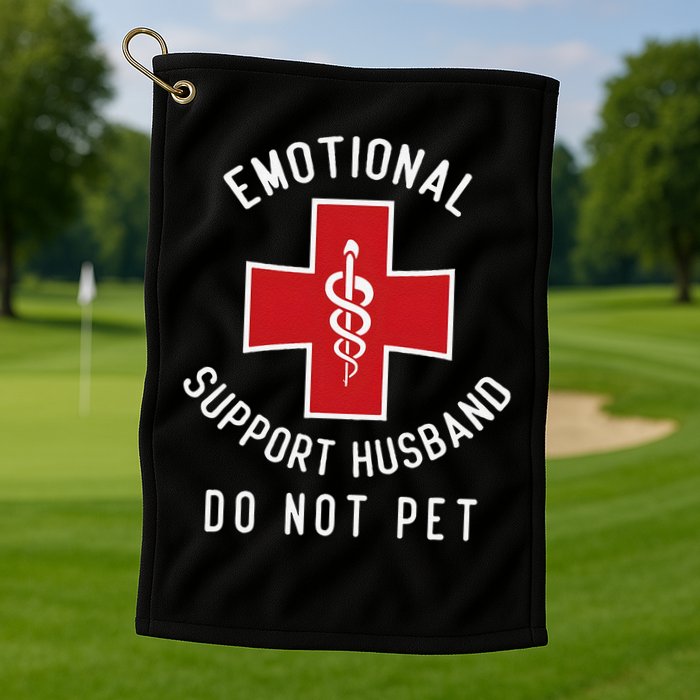 Emotional Support Husband Do Not Pet Funny Golf Towel