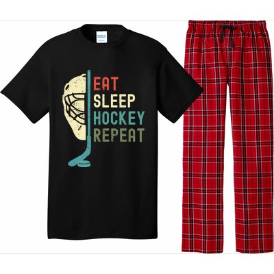 Eat Sleep Hockey Repeat Hockey Retro Ice Hockey Pajama Set